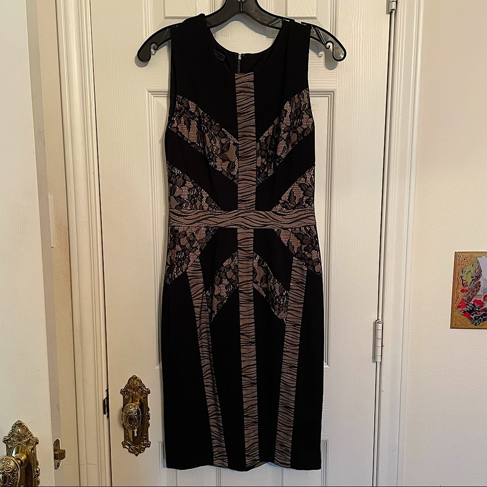 BCBG Black and Lace Sheath Dress